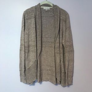 Knox Rose Taupe Crochet Open Cardigan Size XL